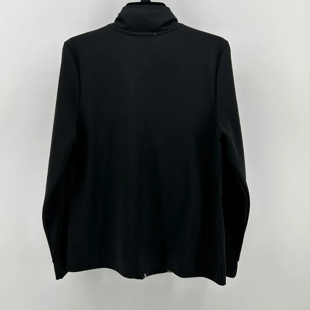 Masseys Full Zip Track Jacket Black Striped Mock‎ Neck L Athletic Sporty Active